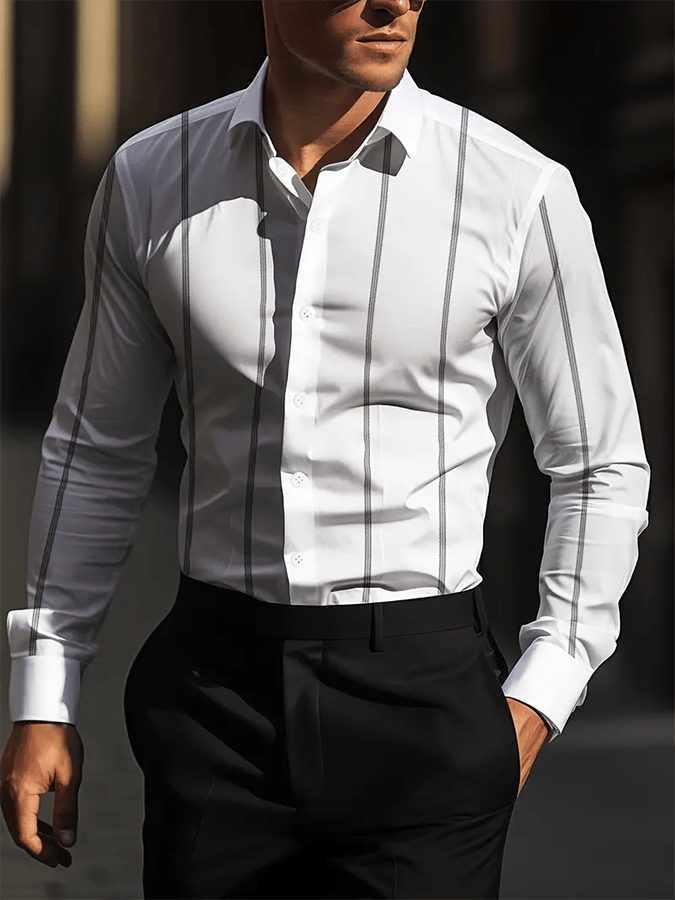 Men's Striped Business Casual Shirt