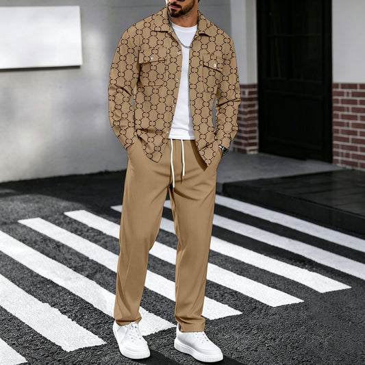 Men's Printed Shirt and Pants Set