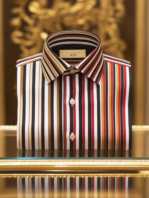 Men's Luxury Romantic Contrast Color Print Long Sleeve Shirt