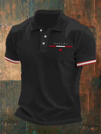 Men's Canadian Flag Print Polo Shirt
