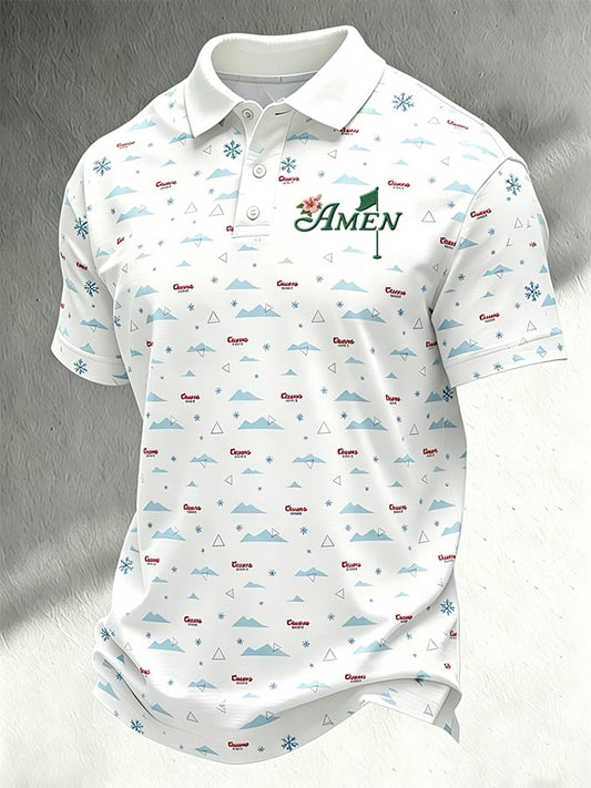Men's Casual Golf-Print Polo Shirt