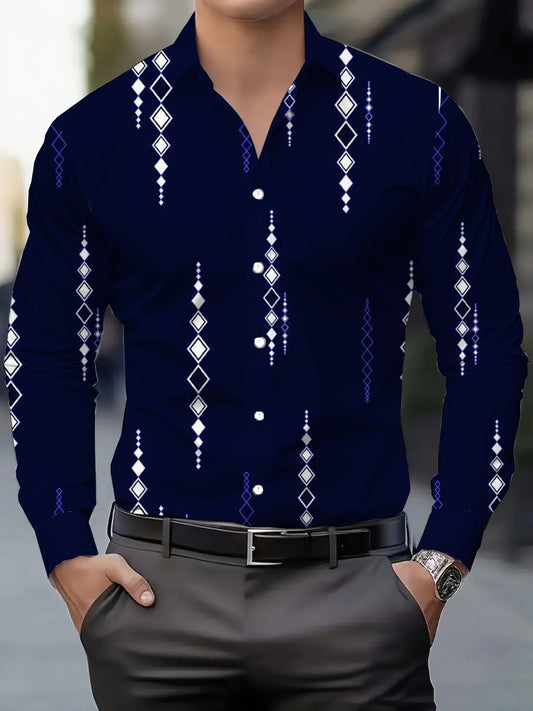 Men's Street Style Business Casual Printed Long Sleeve Shirt