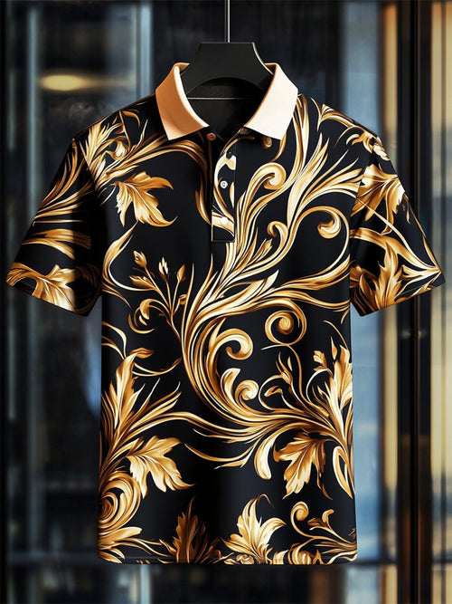 Men's Casual Business Palace Style Button Short Sleeve Polo Shirt