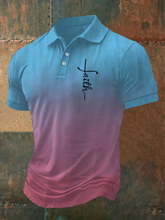 Men's Retro Faith  Casual Printed Polo Shirt
