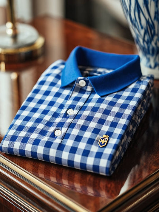 Men's Business Casual Artistic Button Short Sleeve Polo Shirt
