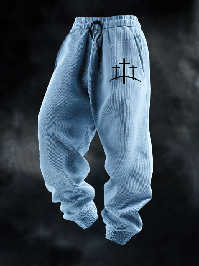 Men's Faith Print Casual Knit Pants