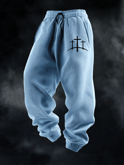 Men's Faith Print Casual Knit Pants