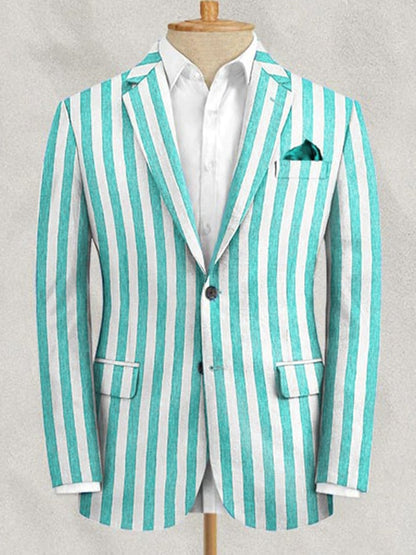Men's Retro Single Breasted Striped Gentleman Business Suit Jacket