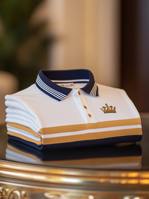 Men's Business Casual Button Short Sleeve Polo Shirt
