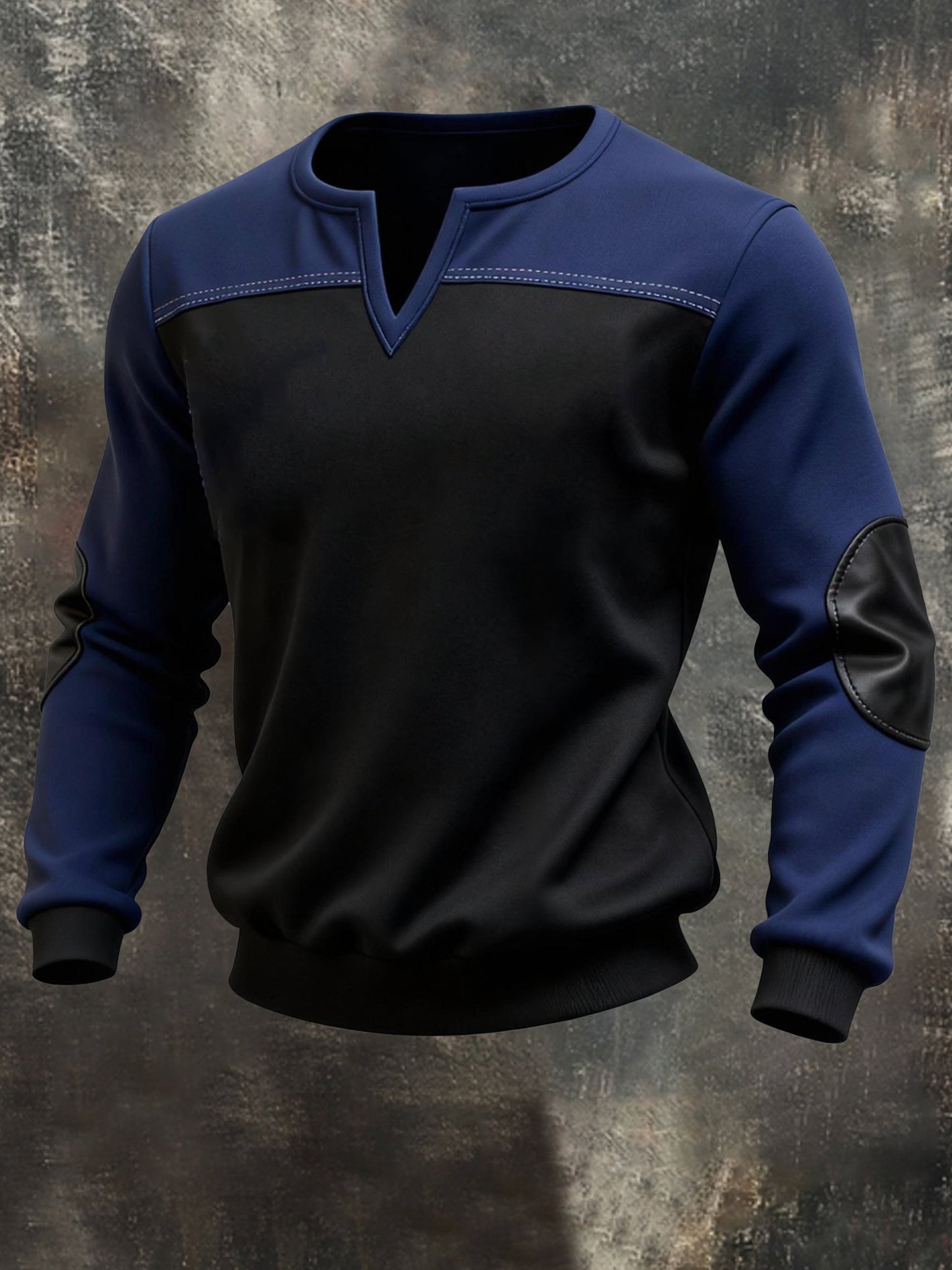 Men's Vintage Style Color-Block Long-Sleeved Sweatshirt