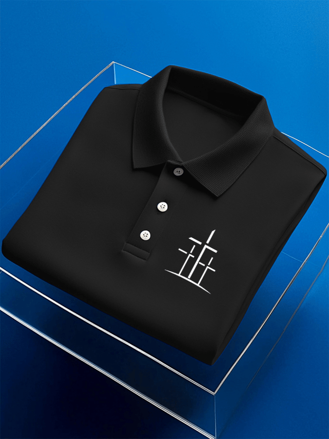 Men's Faith Printed Casual Short Sleeve Polo Shirt