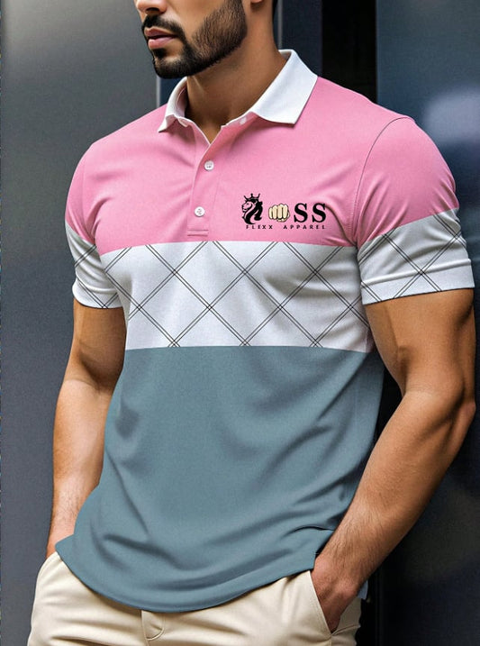 Men's Casual Retro Business Contrast Color Polo