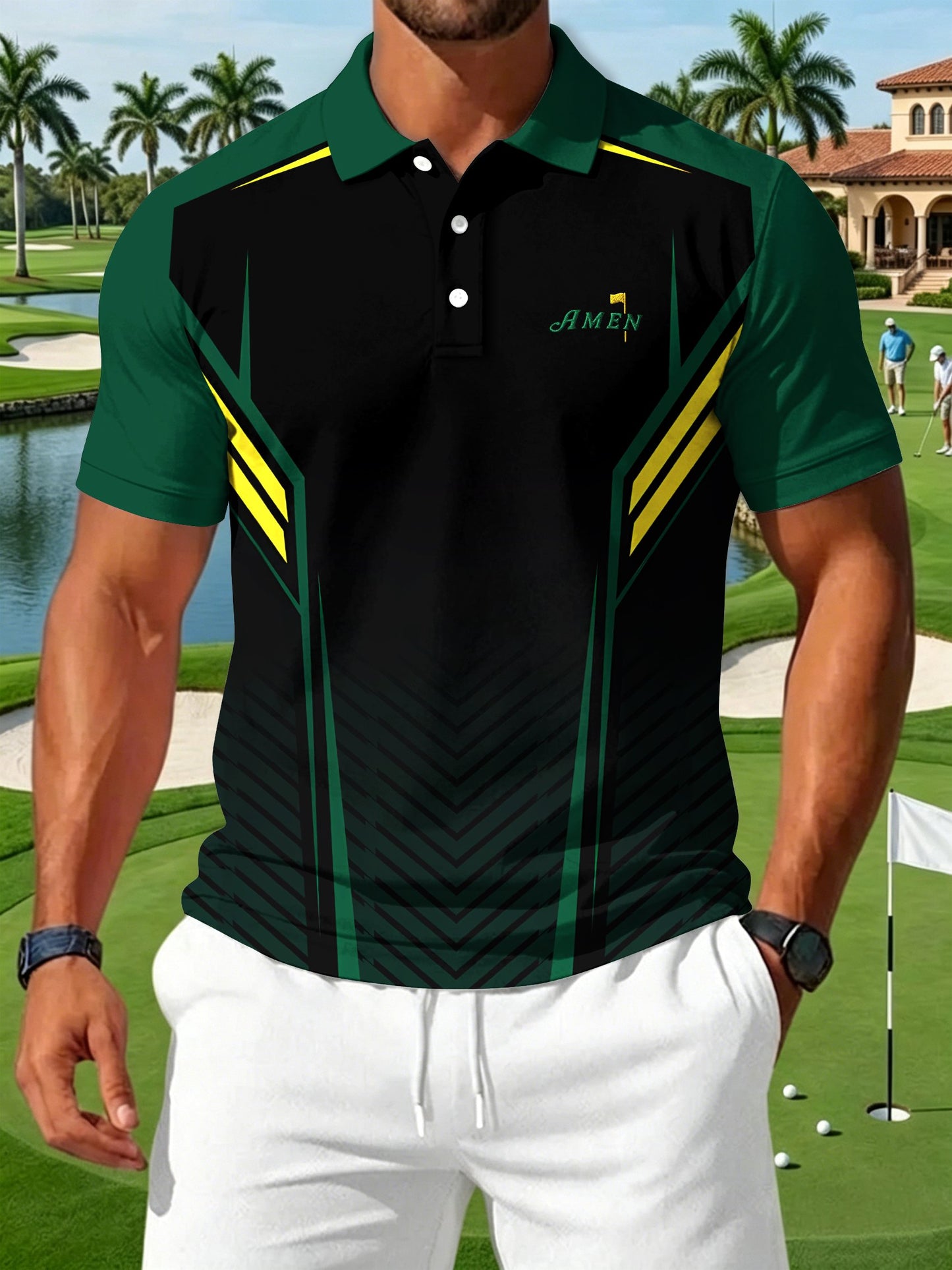 Men's Golf Print Casual Polo
