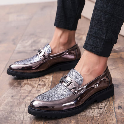 British Fashion Matching Sequin Business Dress Leather Shoes