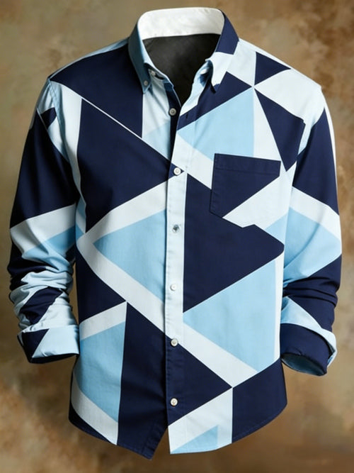 Men's Retro Abstract Art Print Pattern Business Style Shirt