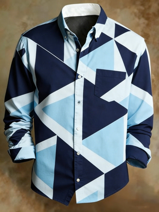 Men's Retro Abstract Art Print Pattern Business Style Shirt