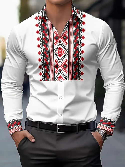 Men's Street Style Business Casual Printed Long Sleeve Shirt