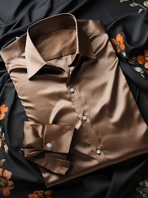 Men's Silk Business Luxury Long Sleeve Shirt