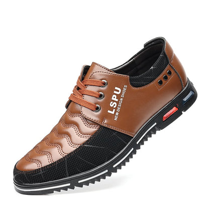 Middle Aged And Elderly Men'S Patchwork Fashionable Casual Leather Shoes