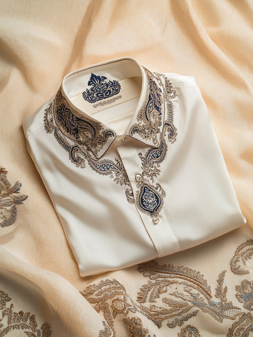 Men's Business Casual Patterned Lapel Short-Sleeved Shirt