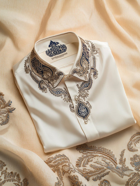 Men's Business Casual Patterned Lapel Short-Sleeved Shirt