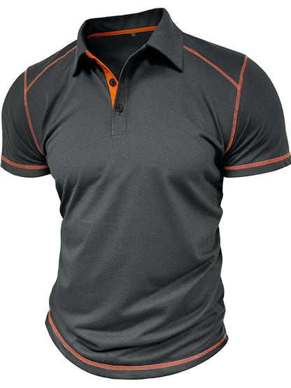 Men's Color Blocking Polo Collar Short Sleeved Polo Shirt