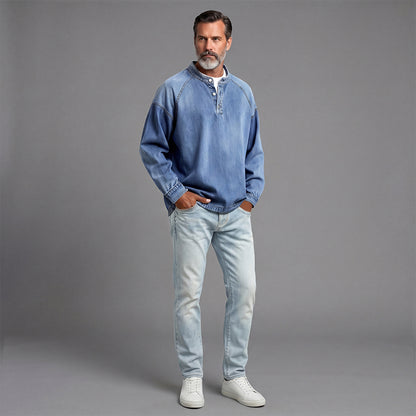 Men's Distressed Denim Casual Shirt