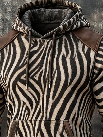 Men's Retro Zebra Print Casual Long Sleeve Sweatshirt