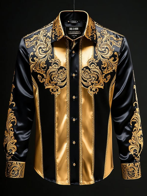 Men's Satin Luxe Long Sleeve Button Down Shirt