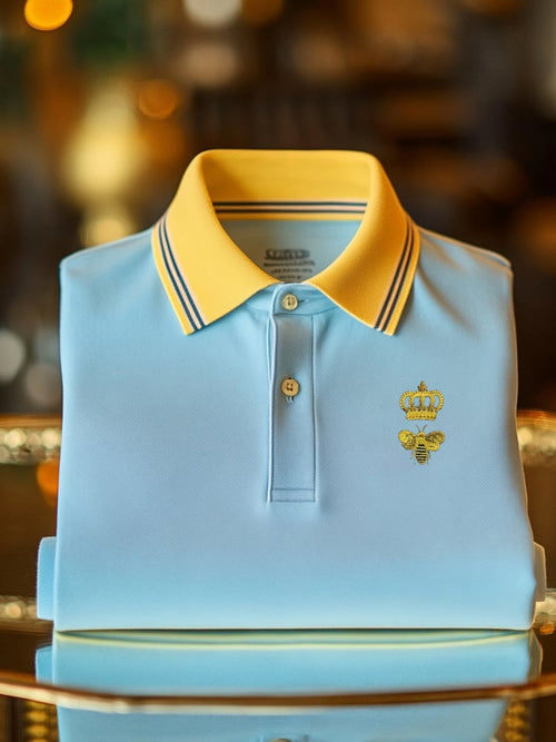 Men's Classic Business Check Button Short Sleeve Polo Shirt