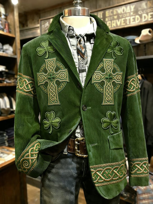 Men's Retro St. Patrick's Day Print Casual Blazer
