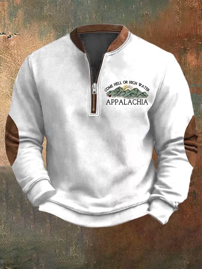 Men's Appalachia Strong Print Zip-Neck Sweatshirt