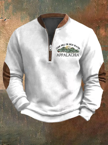 Men's Appalachia Strong Print Zip-Neck Sweatshirt