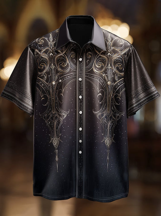 Men's Casual Retro Dark Satin Shirt