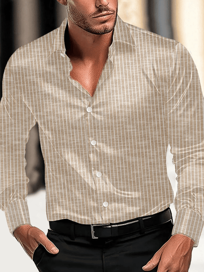 Men's Vintage Business Casual Printed Satin Long Sleeve Shirt