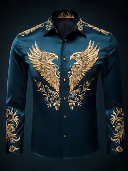 Men's Casual Abstract Printed Long Sleeve Shirt