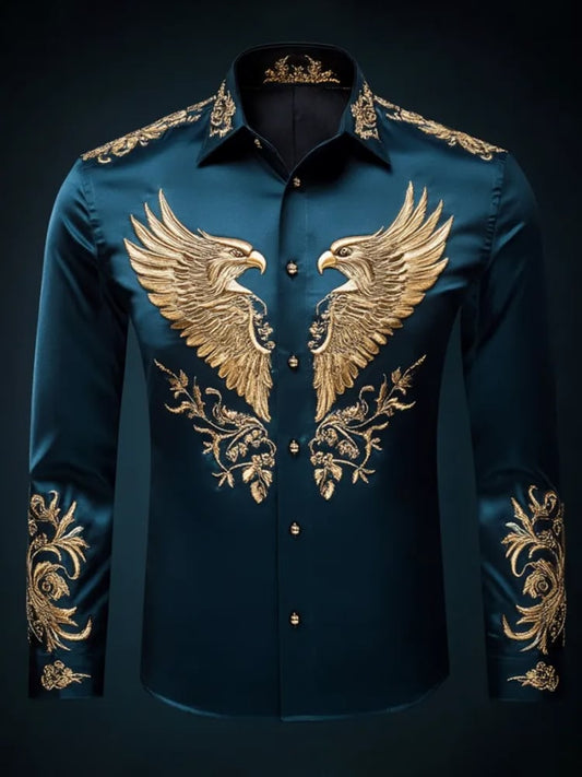 Men's Casual Abstract Printed Long Sleeve Shirt