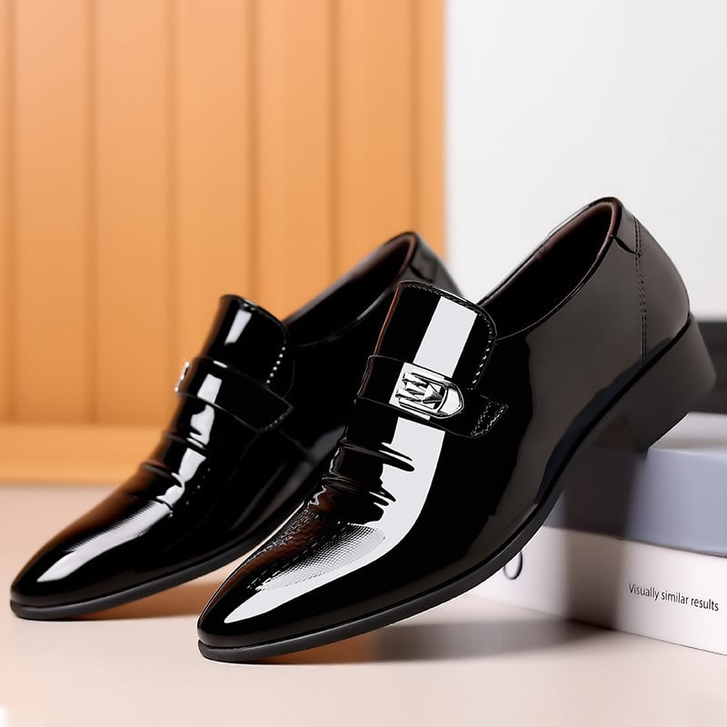Men's Versatile Toe Toe Glossy Business Casual Leather Shoes