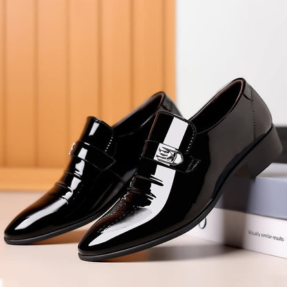 Men's Versatile Toe Toe Glossy Business Casual Leather Shoes