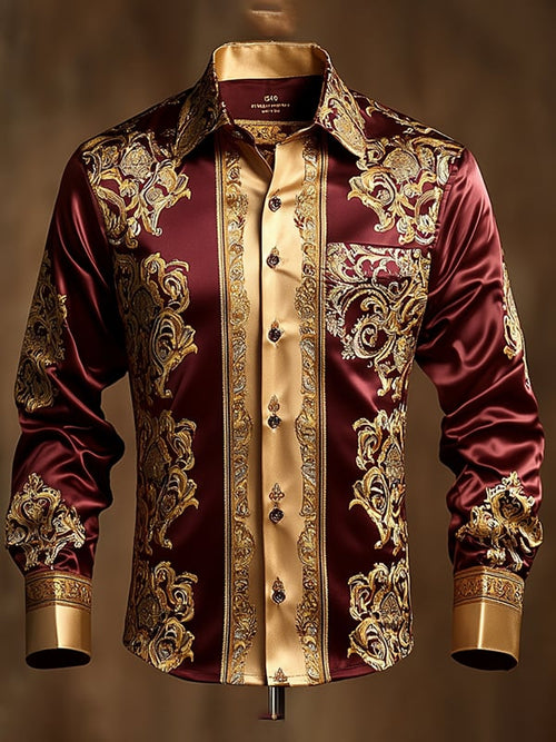 Men's Satin Luxe Long Sleeve Button Down Shirt