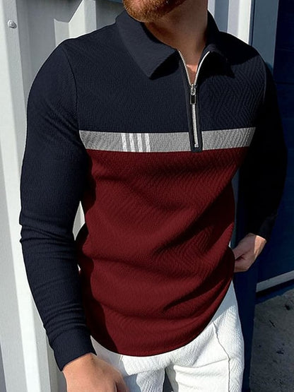 Fashion Print Print Lapel Pullover Long Sleeve Polo Shirt