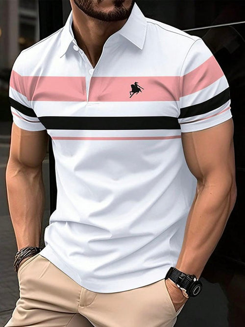 Men's Business Logo Button-Down Short Sleeve Polo Shirt