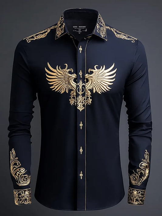 Men's Casual Abstract Printed Long Sleeve Shirt