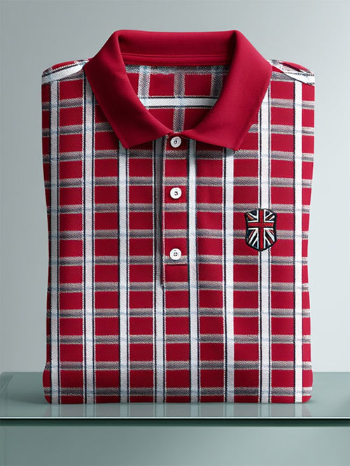 Men's Business Casual Union Jack Button Short Sleeve Polo Shirt