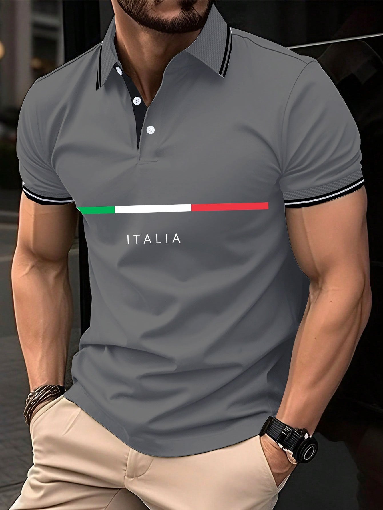 Men's "Italy" printed polo shirt