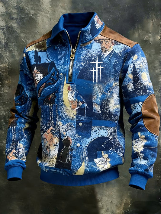 Men's winter faith-themed printed lapel shirt-Fast Shipping