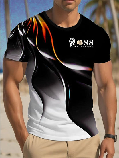 Men's Retro Lettering Printed Crew Neck T-Shirt