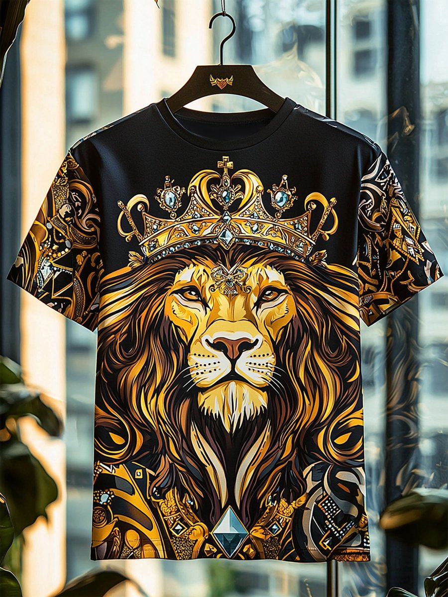 Men's Business Luxury Printed  Cotton Short Sleeve T-Shirt