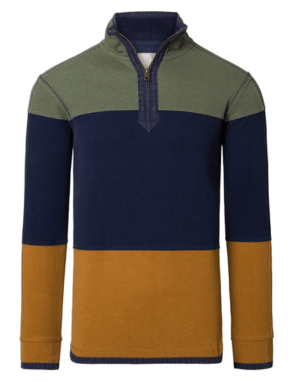 Men's Western Vintage Striped Stand Collar Zipper Sweatshirt