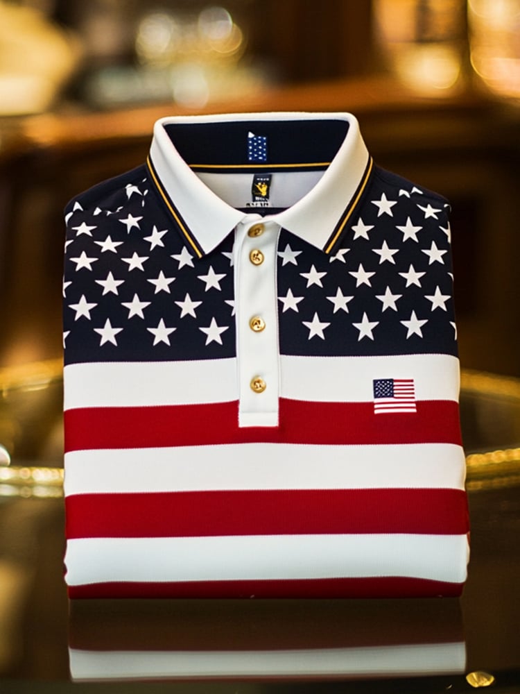 Men's Business Casual Button Short Sleeve Polo Shirt